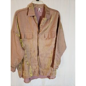 Women's Live 4 Truth Tan Gold Shimmer Long Sleeve Blouse Size M